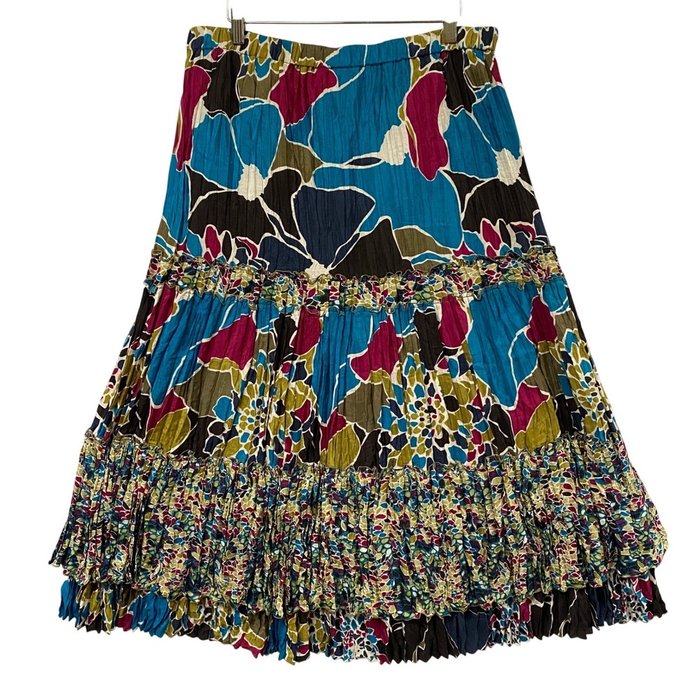 Vintage Nygard Women Silk Blend Sz 12 Tiered Ruffle Maxi Skirt Boho Whimsical - Picture 4 of 6
